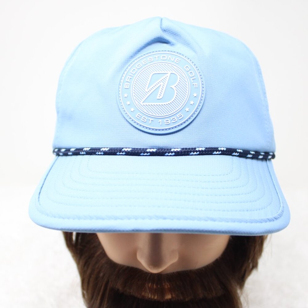 Bridgestone Rope Hat Mens Snapback Blue Golf 100% Polyester Adjustable Cap